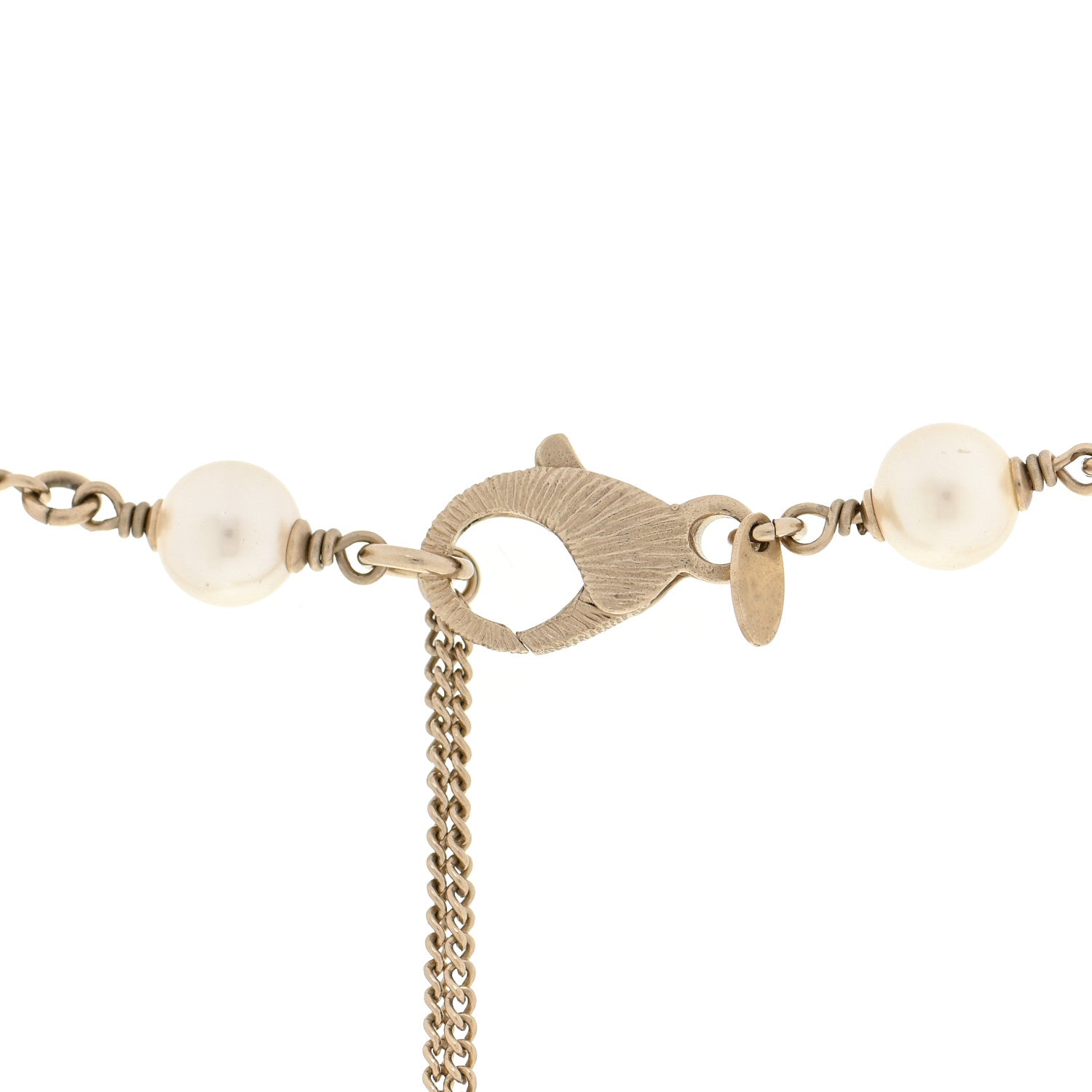 Chanel Pearl Crystal CC Short Necklace Gold 5 of 7