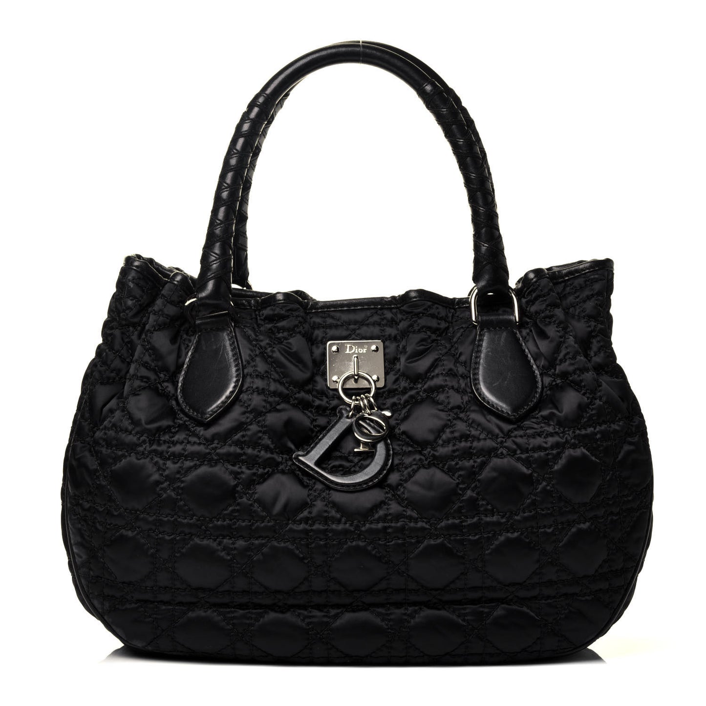 Nylon Cannage Shopper Tote Black