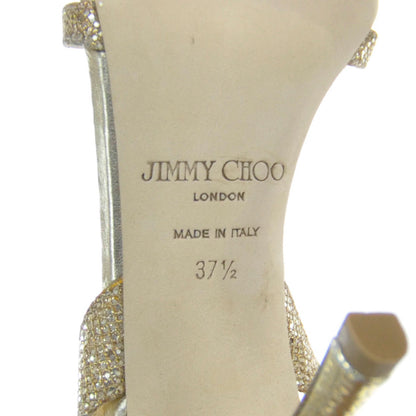 Jimmy Choo Glitter Fabric India Heels 37.5 Gold 6 of 6