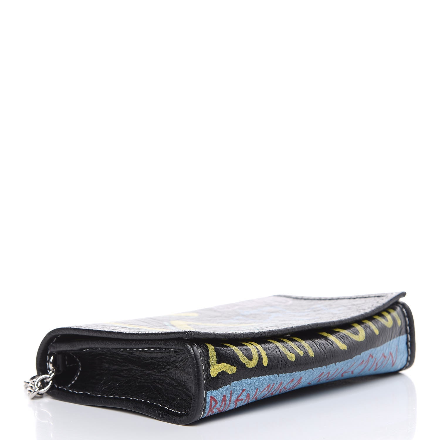Balenciaga Agneau Arena Graffiti All Over Bazar Chain Shoulder Bag Black Multicolor 4 of 9