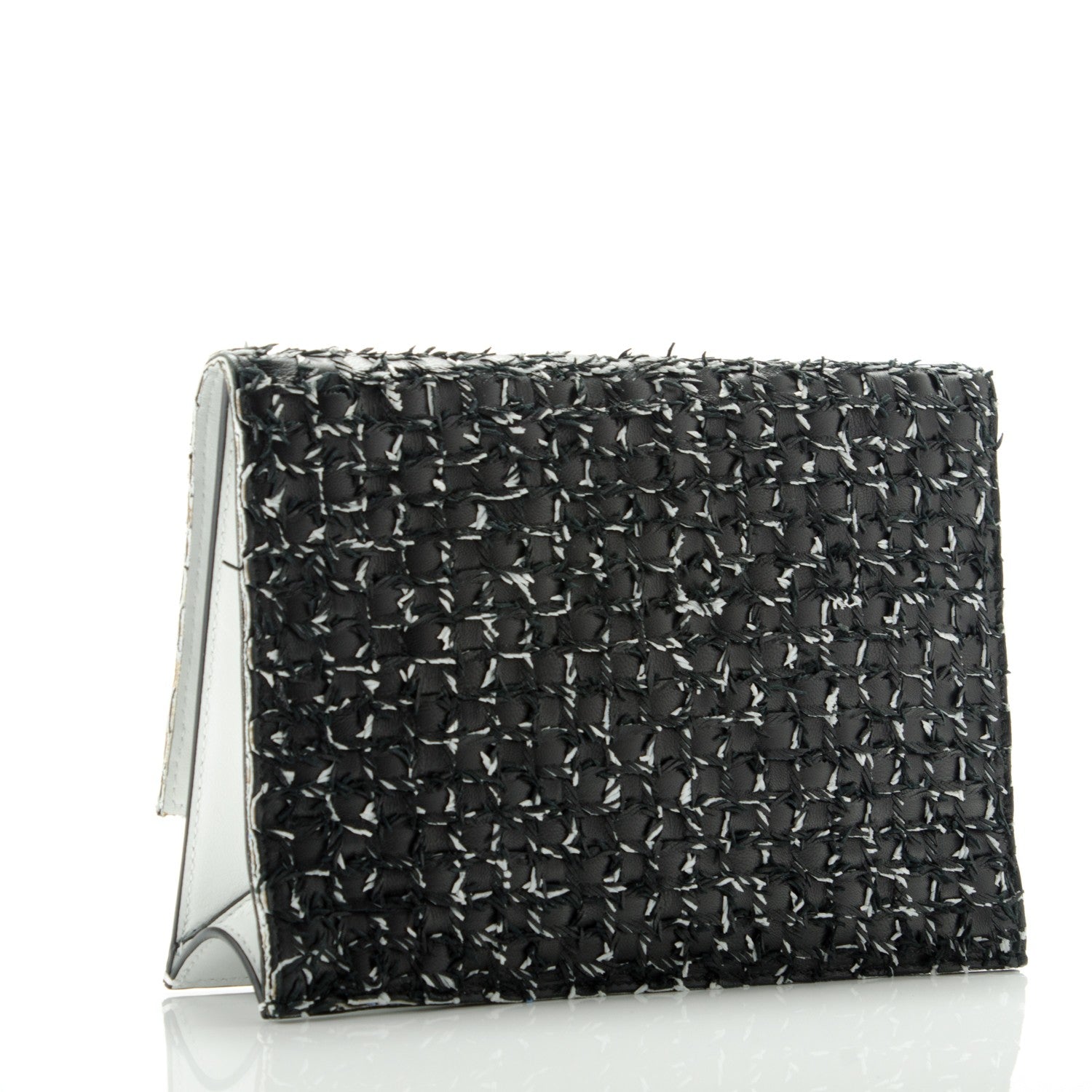 Proenza Schouler Lambskin Woven Small Lunch Bag Clutch Black White 3 of 7