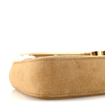 Celine Suede Shearling Triomphe Chain Shoulder Bag Beige 8 of 9