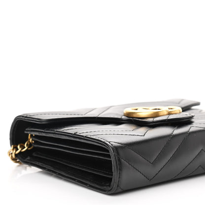 Gucci Calfskin Matelasse GG Marmont Chain Wallet Black 9 of 10