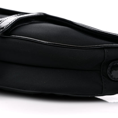 Christian Dior Canvas Patent Calfskin Saddle Bag Black 9 of 13