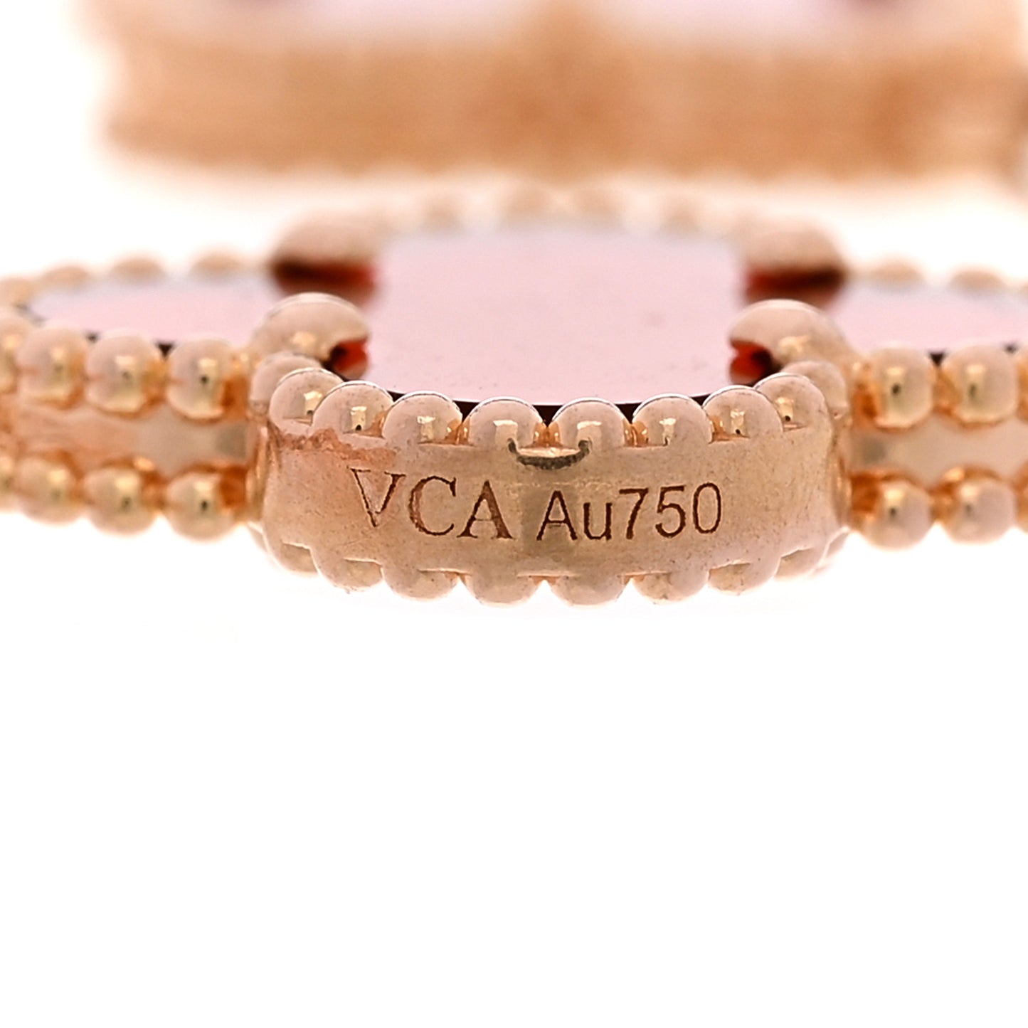 18K Rose Gold Carnelian 5 Motifs Guilloche Vintage Alhambra Bracelet