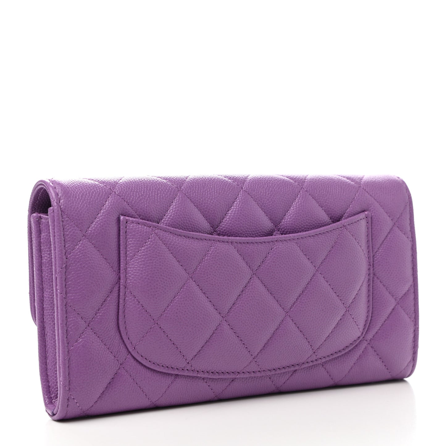 Caviar Quilted Large Flap Wallet Purple