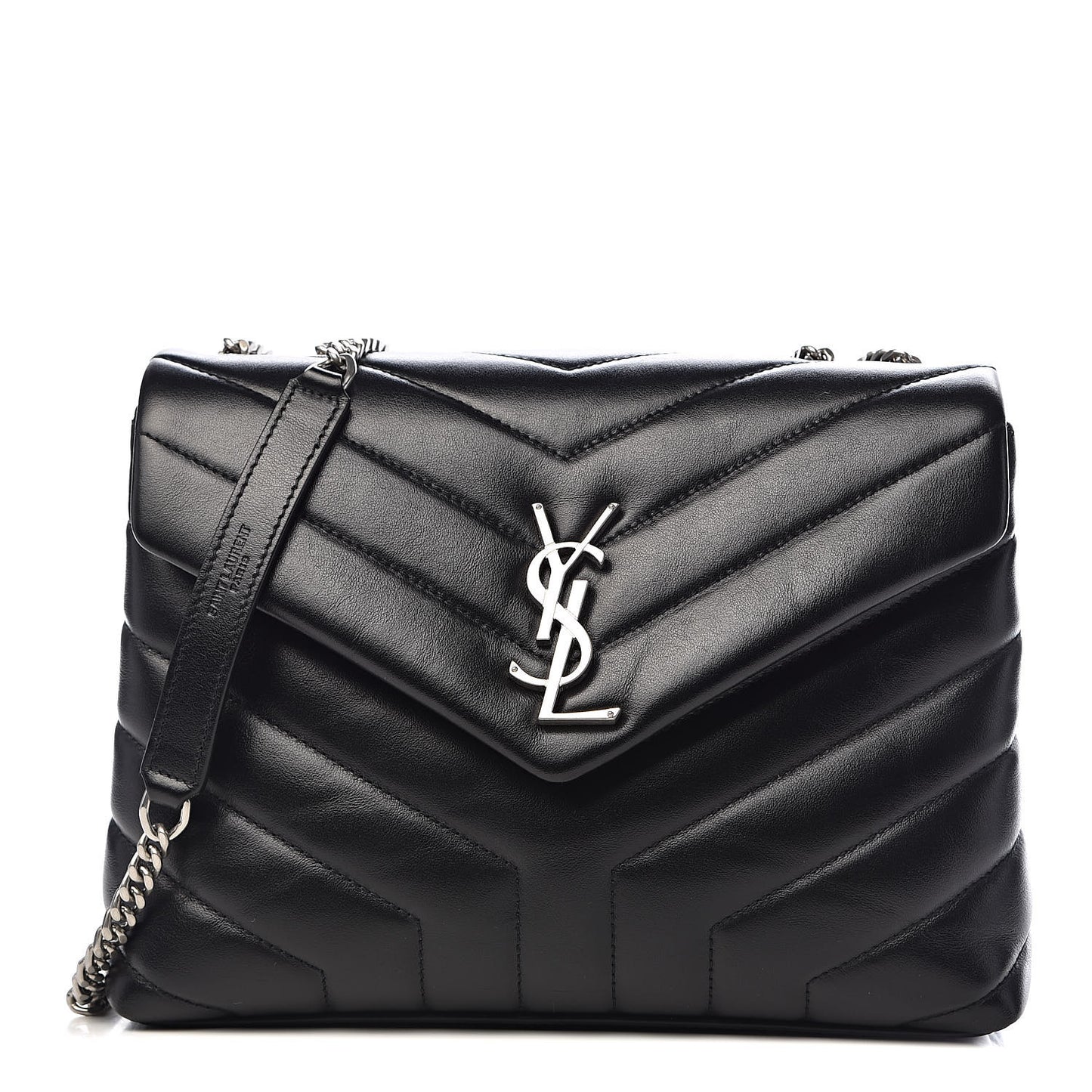 Calfskin Y Quilted Monogram Small Loulou Chain Satchel Black