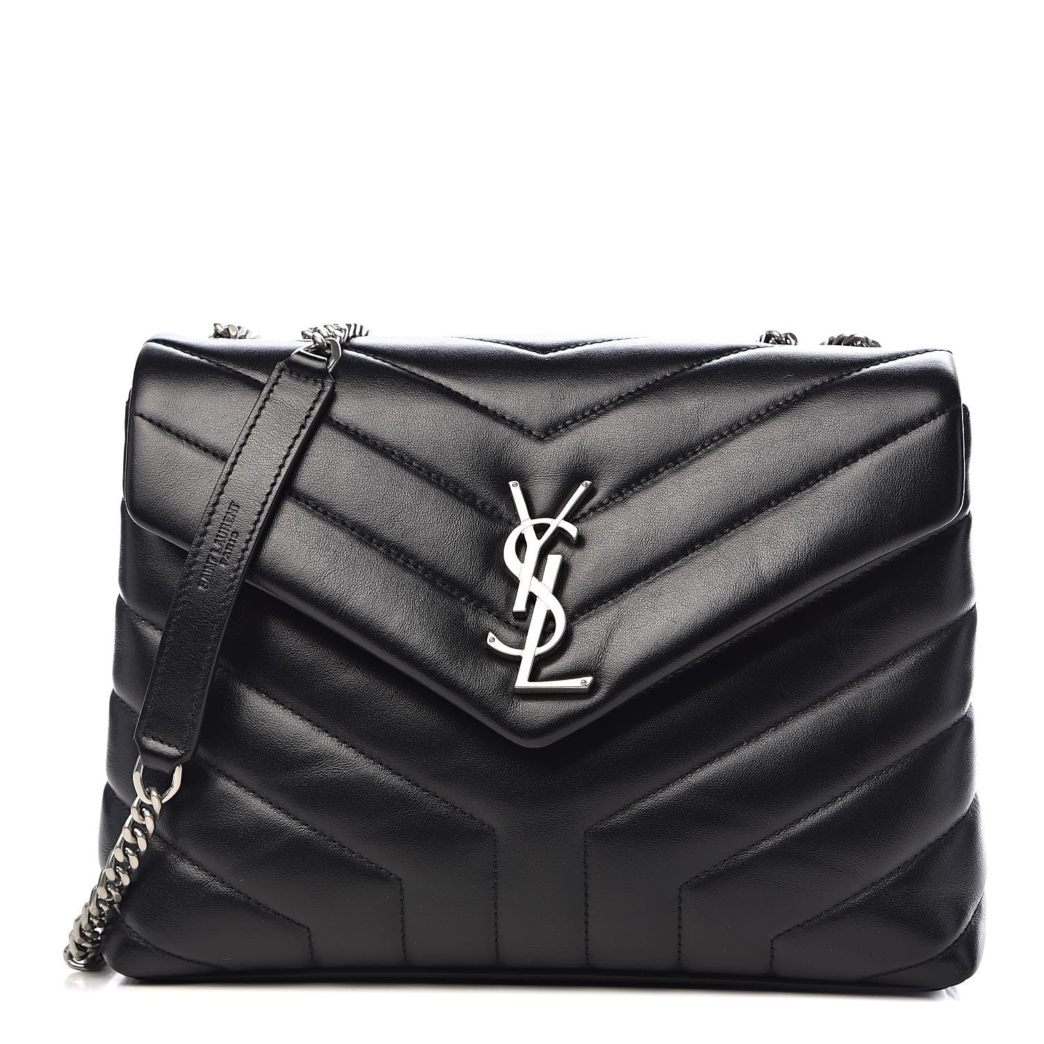 Saint Laurent Calfskin Y Quilted Monogram Small Loulou Chain Satchel Black 1 of 10