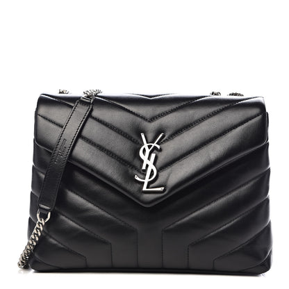 Saint Laurent Calfskin Y Quilted Monogram Small Loulou Chain Satchel Black 1 of 10