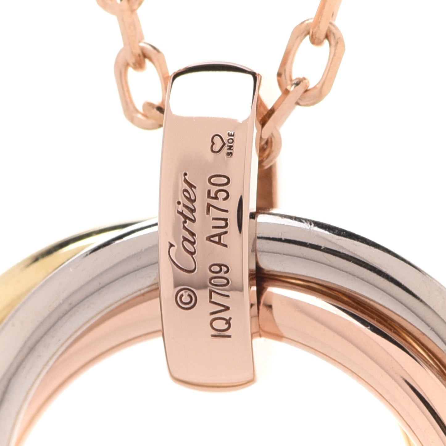 18K Pink White Yellow Gold Diamond Trinity Pendant Necklace