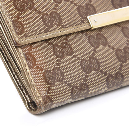 Gucci Crystal Monogram Metal Bar Continental Flap Wallet Gold 7 of 13