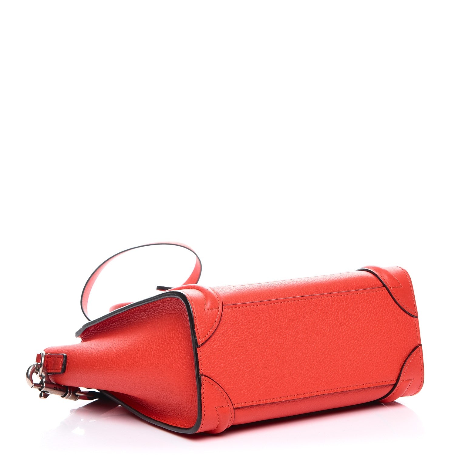 Celine Drummed Calfskin Nano Luggage Vermillion 4 of 7