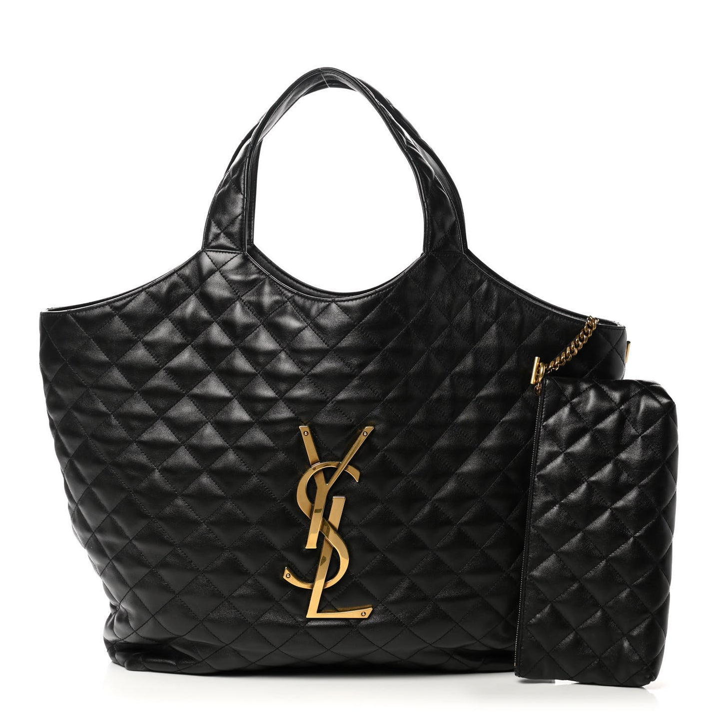 Lambskin Quilted Maxi Icare Shopping Tote Black