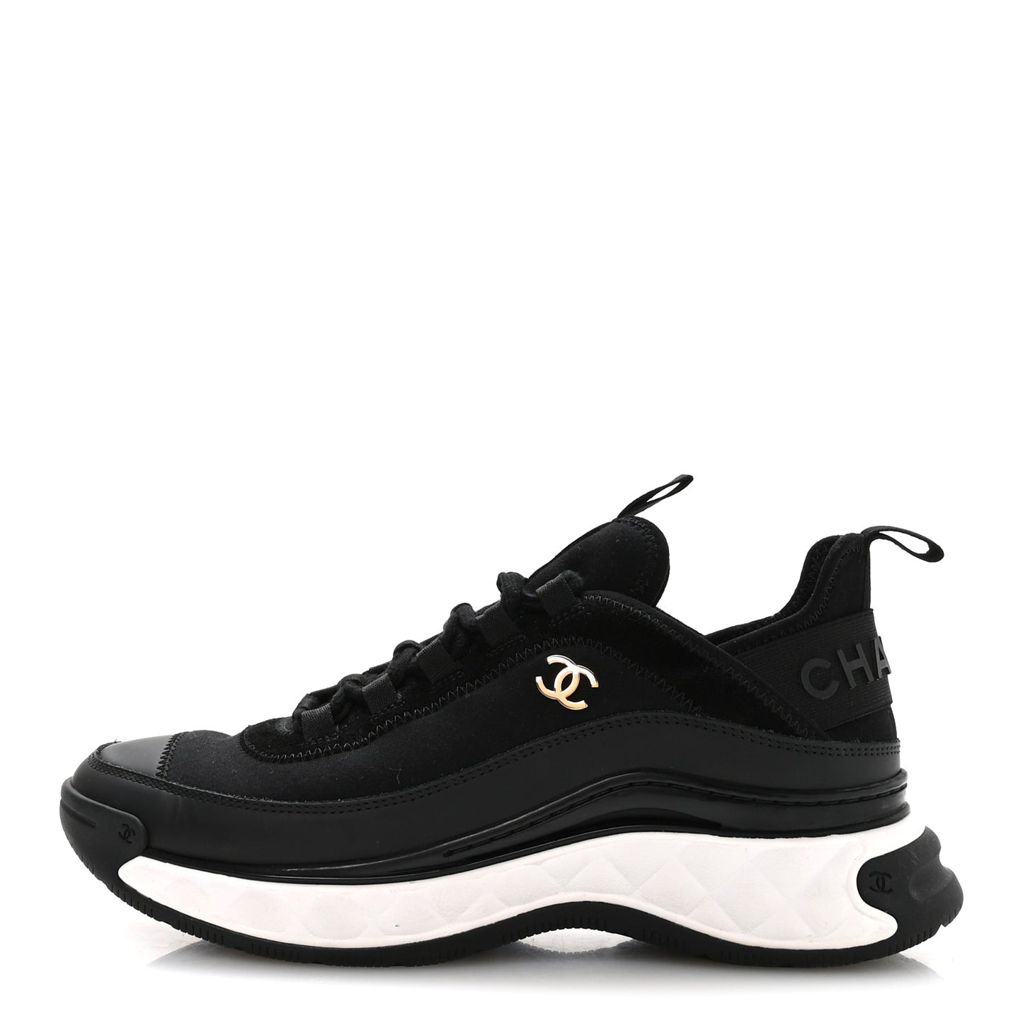 Velvet Calfskin Mixed Fibers CC Sneakers 39 Black