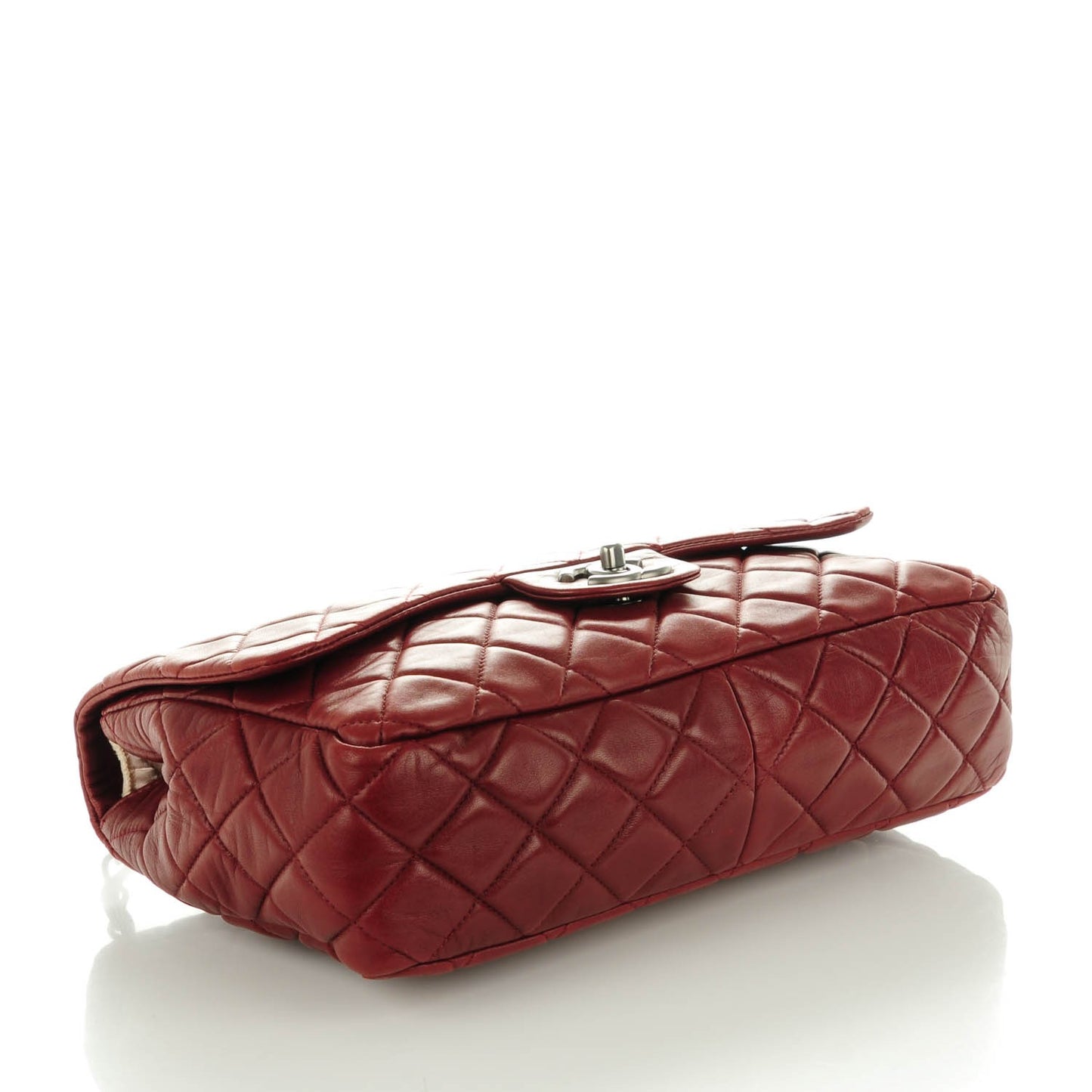 Lambskin Quilted Jumbo Single Flap Dark Red