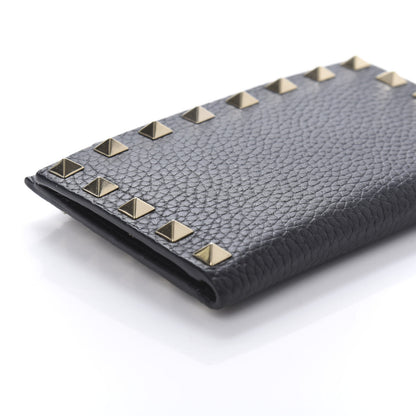 Valentino Garavani Pebbled Calfskin Rockstud Coin Case Card Holder Black 6 of 9