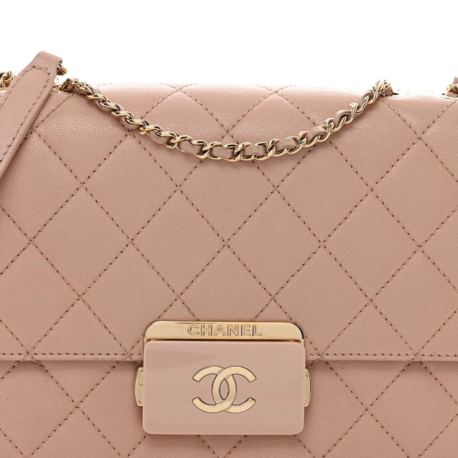 Chanel Sheepskin Quilted Beauty Lock Flap Pink 5 of 10