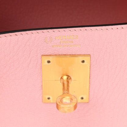 Hermes Chevre Mysore Horseshoe Kelly Retourne 28 Bleu Paon Rose Sakura 6 of 11