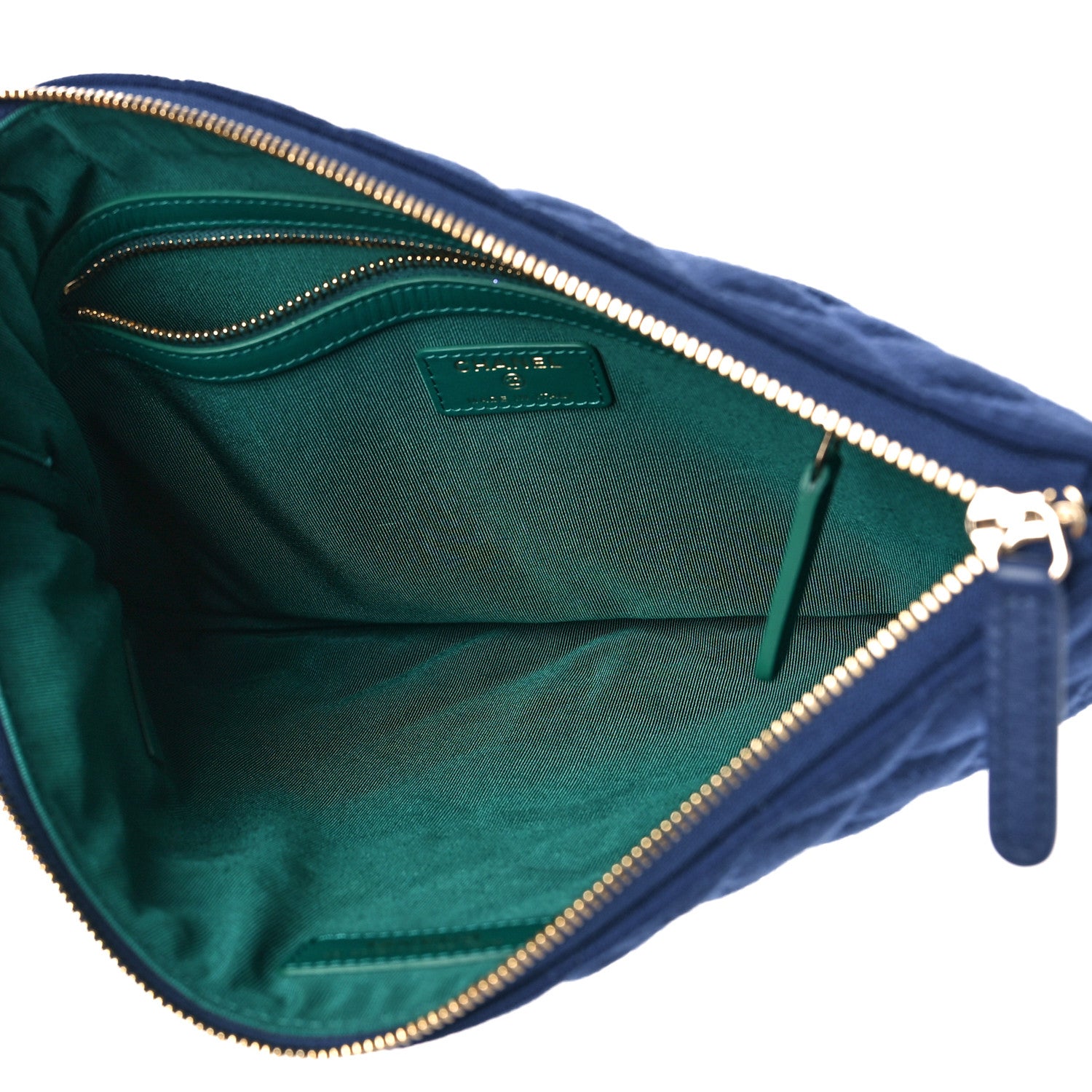 Chanel Jersey Quilted Medium Cosmetic Case Blue 5 of 9