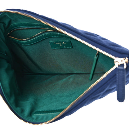 Chanel Jersey Quilted Medium Cosmetic Case Blue 5 of 9