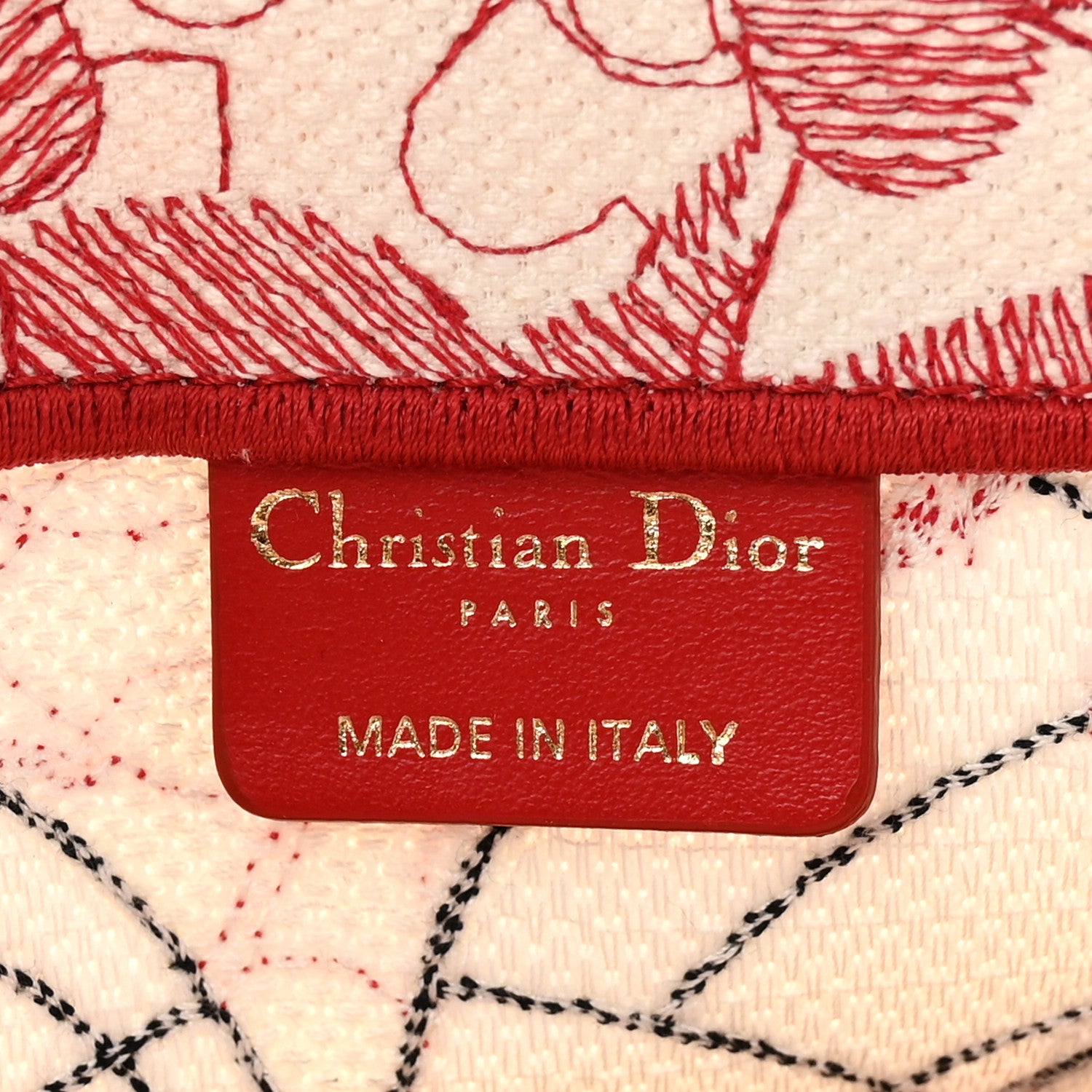 Christian Dior Canvas Embroidered Large Dioramour D-Royaume Book Tote Red Multicolor 6 of 13