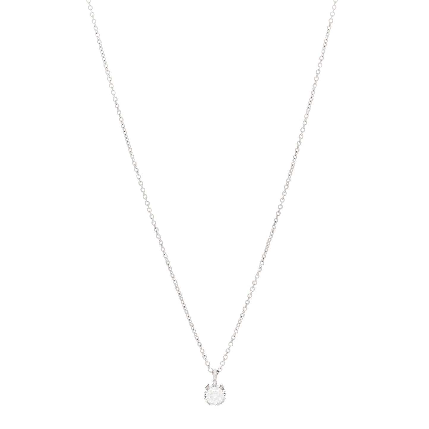 18K White Gold Diamond .16ct Pendant Necklace