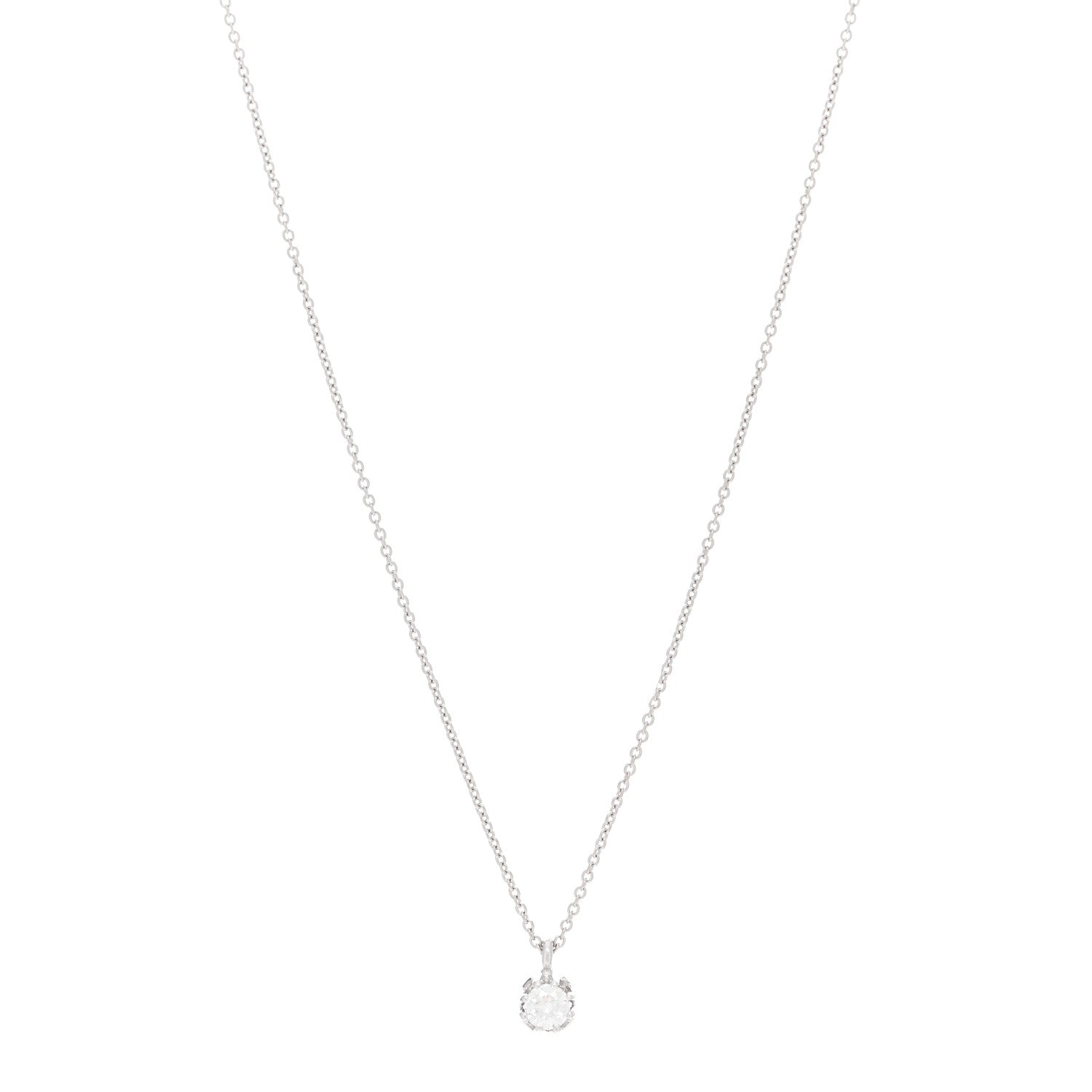 Roberto Coin 18K White Gold Diamond .16ct Pendant Necklace 1 of 5