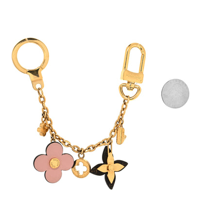 Louis Vuitton Brass Monogram Blooming Flowers Bag Charm Key Holder Rose Ballerine 2 of 5