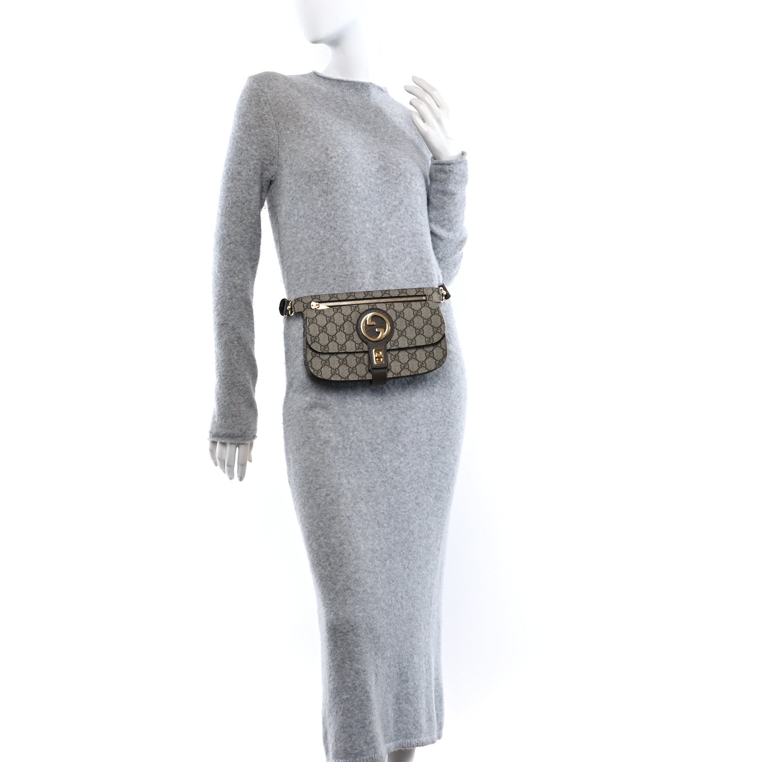 Gucci GG Supreme Monogram Textured Dollar Calfskin Blondie Belt Bag Beige Ebony New Acero 2 of 11