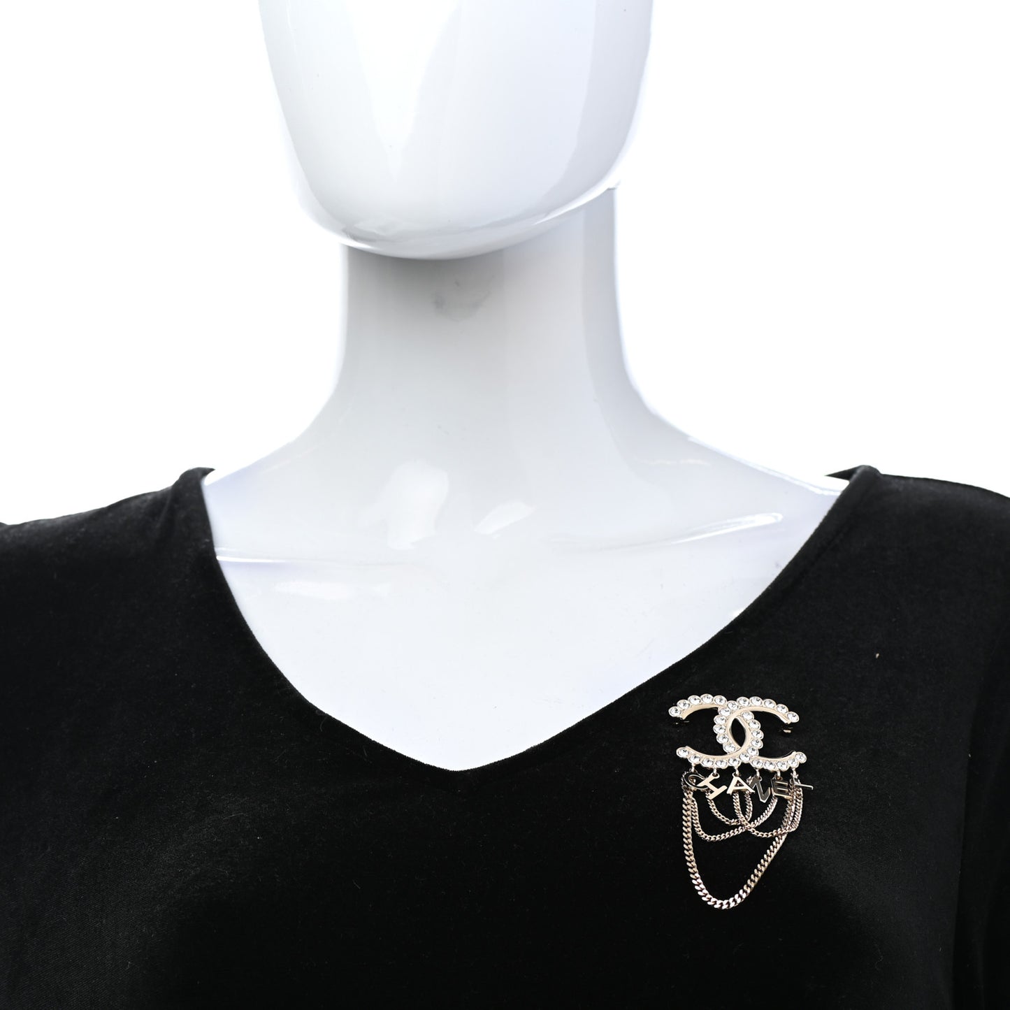Metal Crystal Bow-tiful CC Chain Brooch Gold