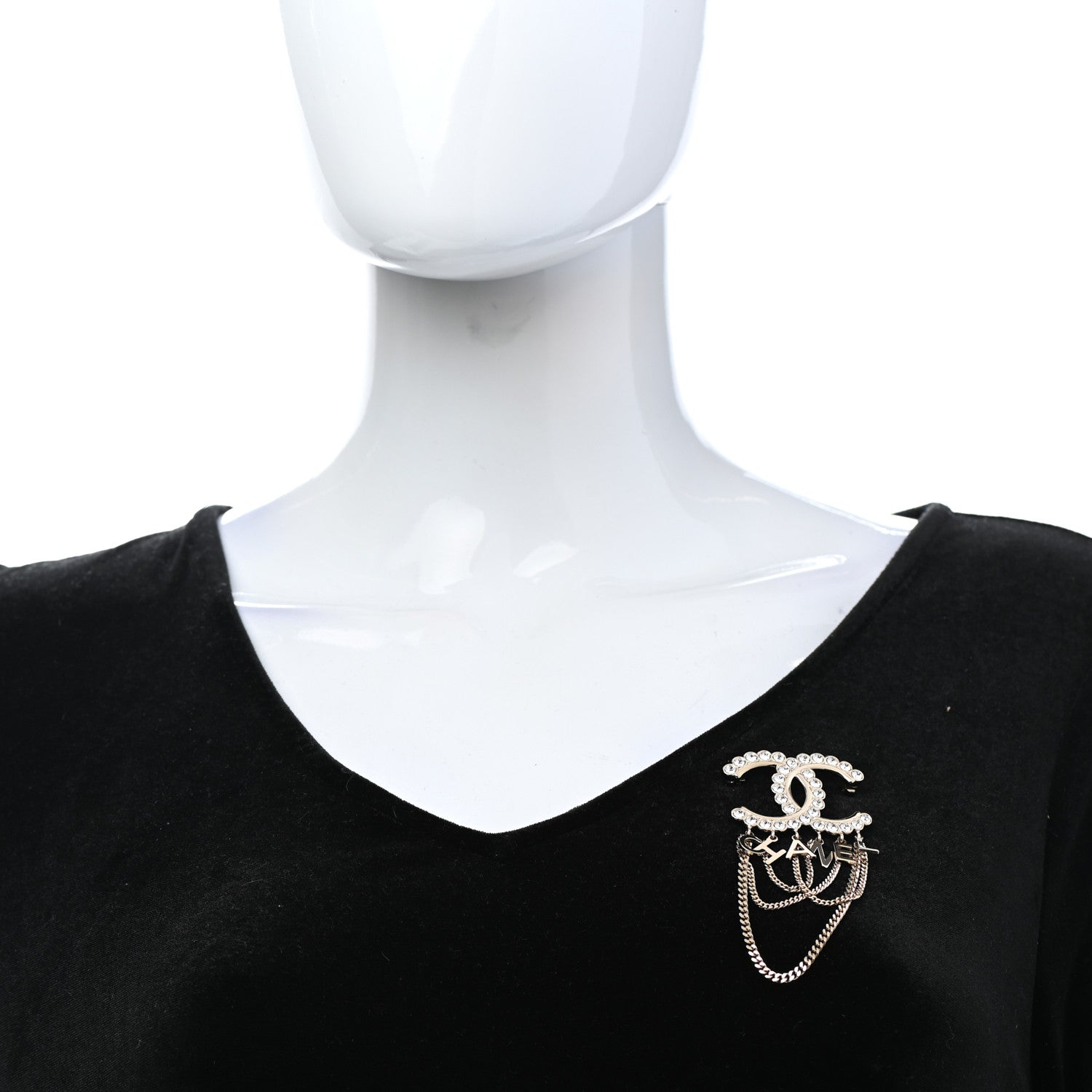 Chanel Metal Crystal Bow-tiful CC Chain Brooch Gold 2 of 5