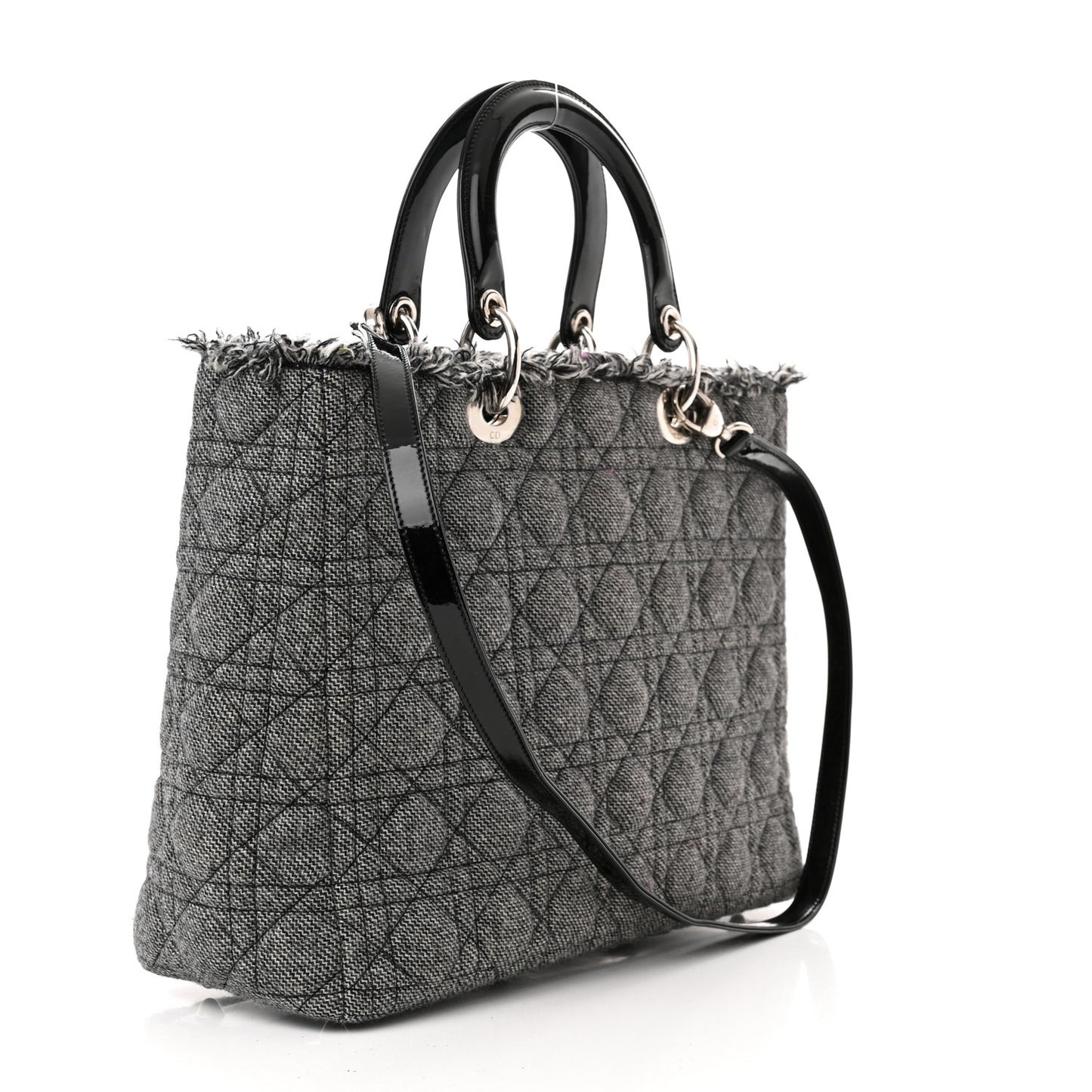 Tweed Cannage Large Lady Dior Black