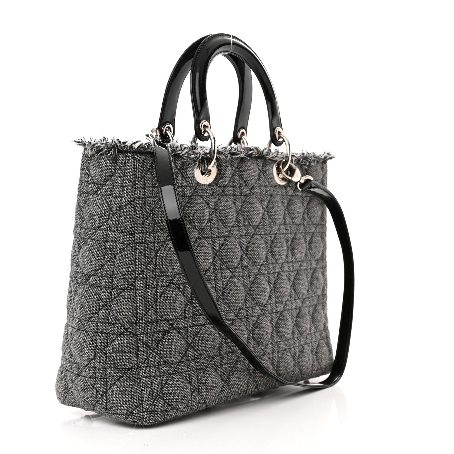 Christian Dior Tweed Cannage Large Lady Dior Black 3 of 11