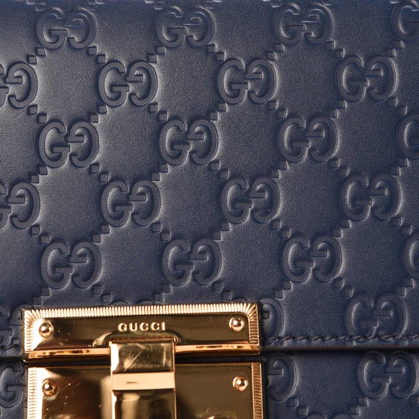 Guccissima Medium Padlock Shoulder Bag Blue Agata