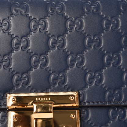 Gucci Guccissima Medium Padlock Shoulder Bag Blue Agata 10 of 18