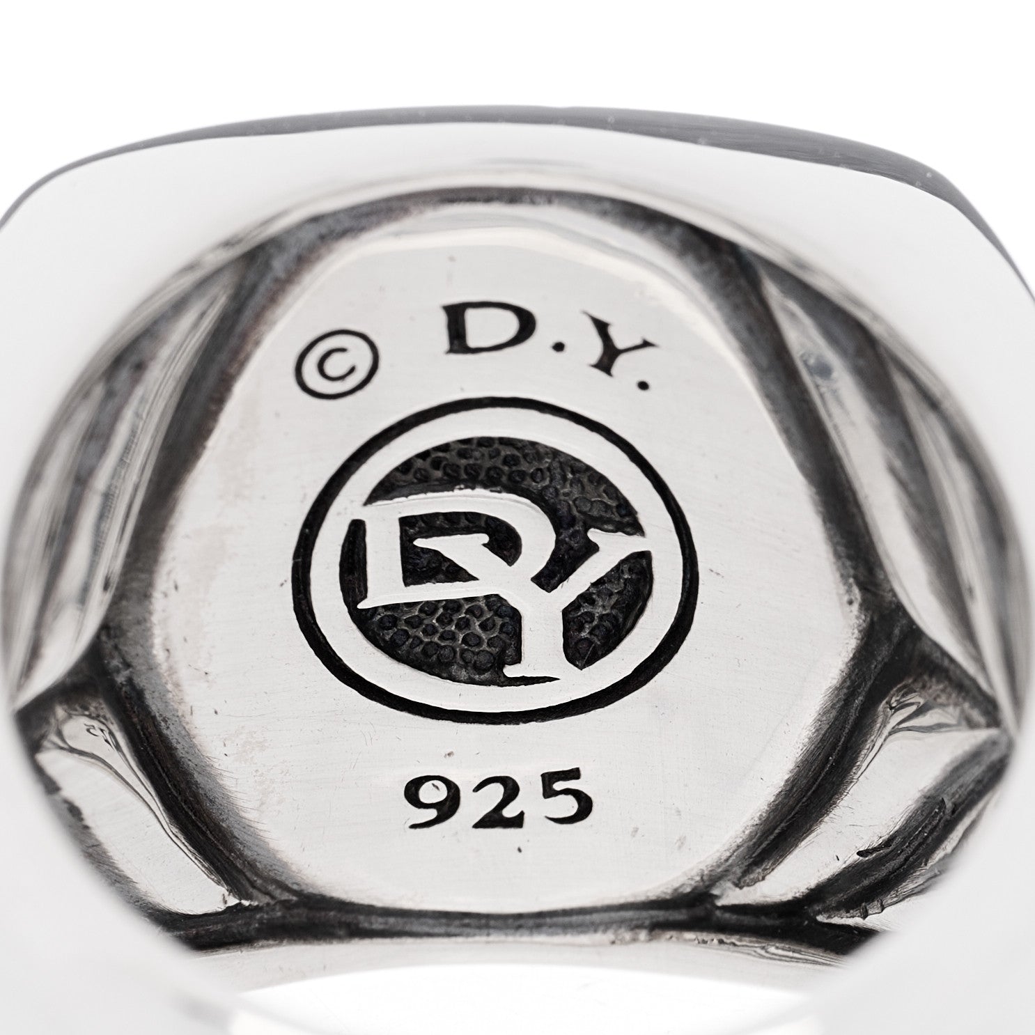 David Yurman Sterling Silver Black Diamond Streamline Signet Ring 57 8 4 of 5