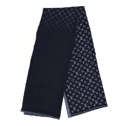 Louis Vuitton Wool Monogram Houndstooth Scarf Blue 2 of 3
