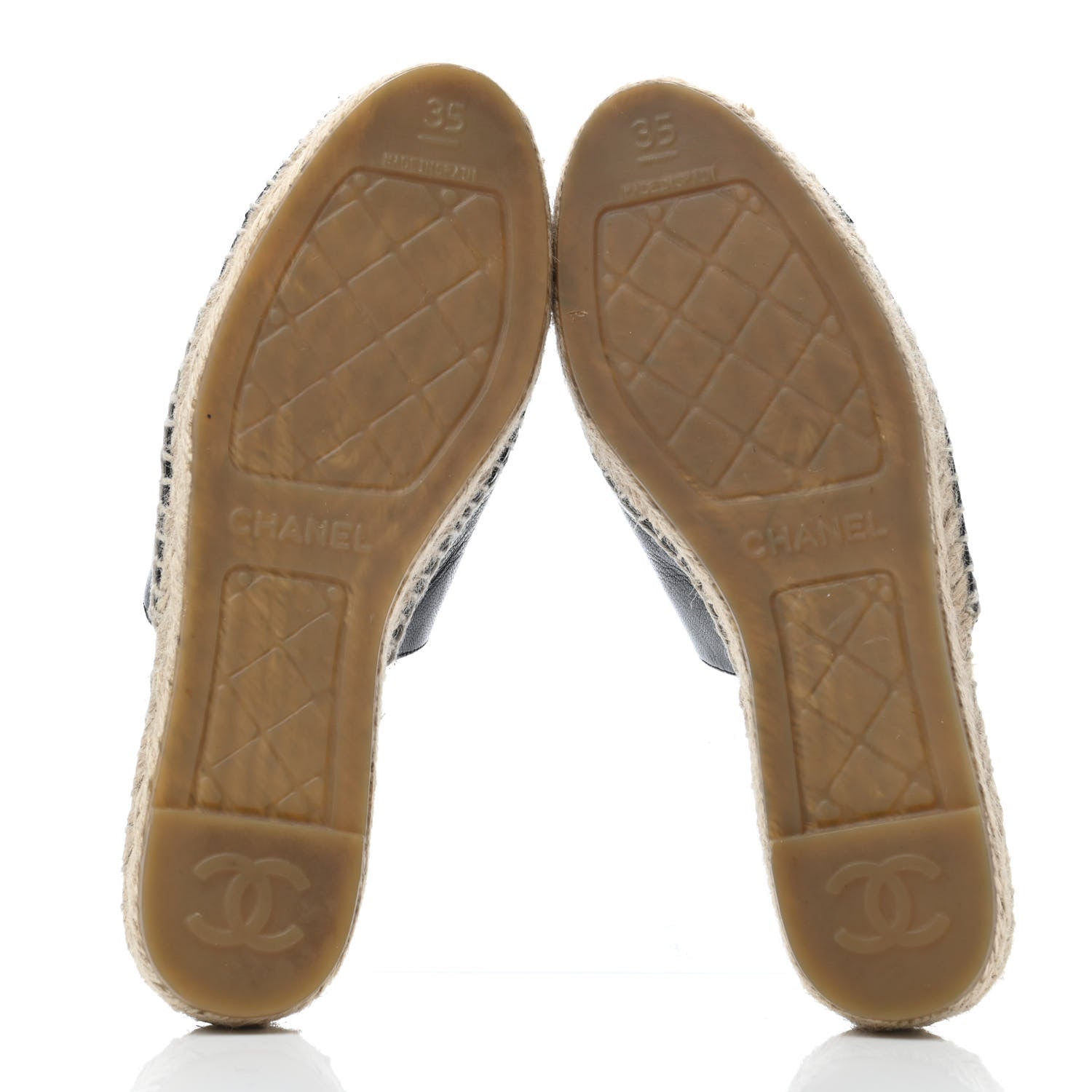 Chanel Iridescent Goatskin Patent CC Espadrille Mules 35 Black 4 of 4
