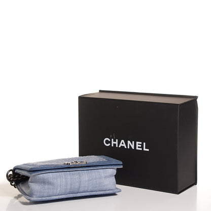 Chanel Denim Chevron Medium Boy Flap Blue 4 of 8