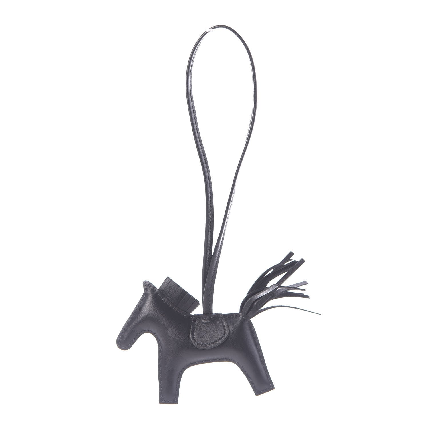 Hermes Milo Lambskin Grigri Rodeo Horse Bag Charm PM So Black 2 of 6