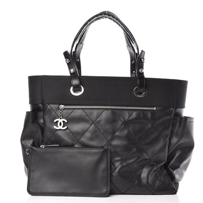 Chanel Coated Canvas Quilted Large Paris Biarritz Tote Black 3 of 10