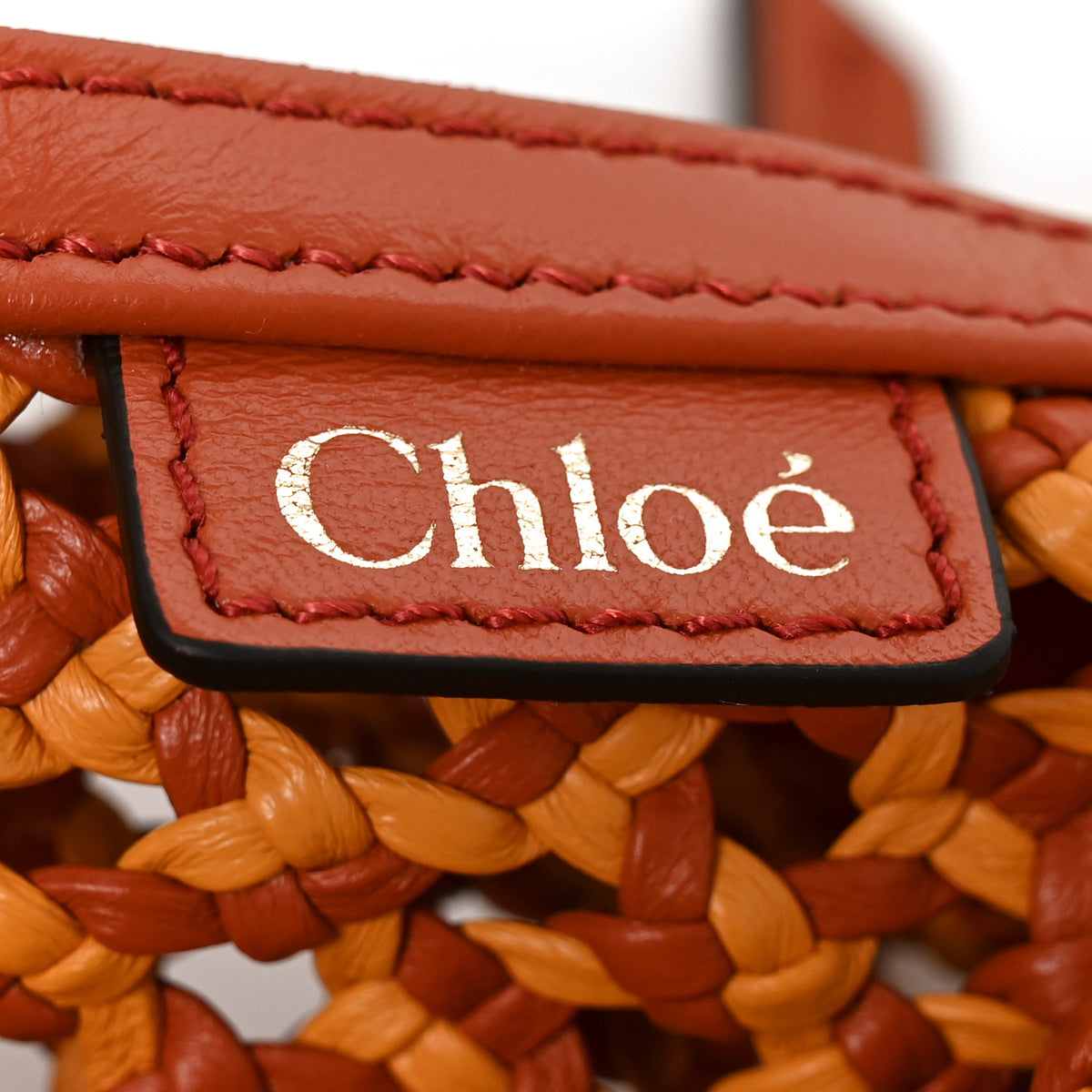Chloe Lambskin Braided Toucan Small Bracelet Hobo Bag Crimson Orange 6 of 11