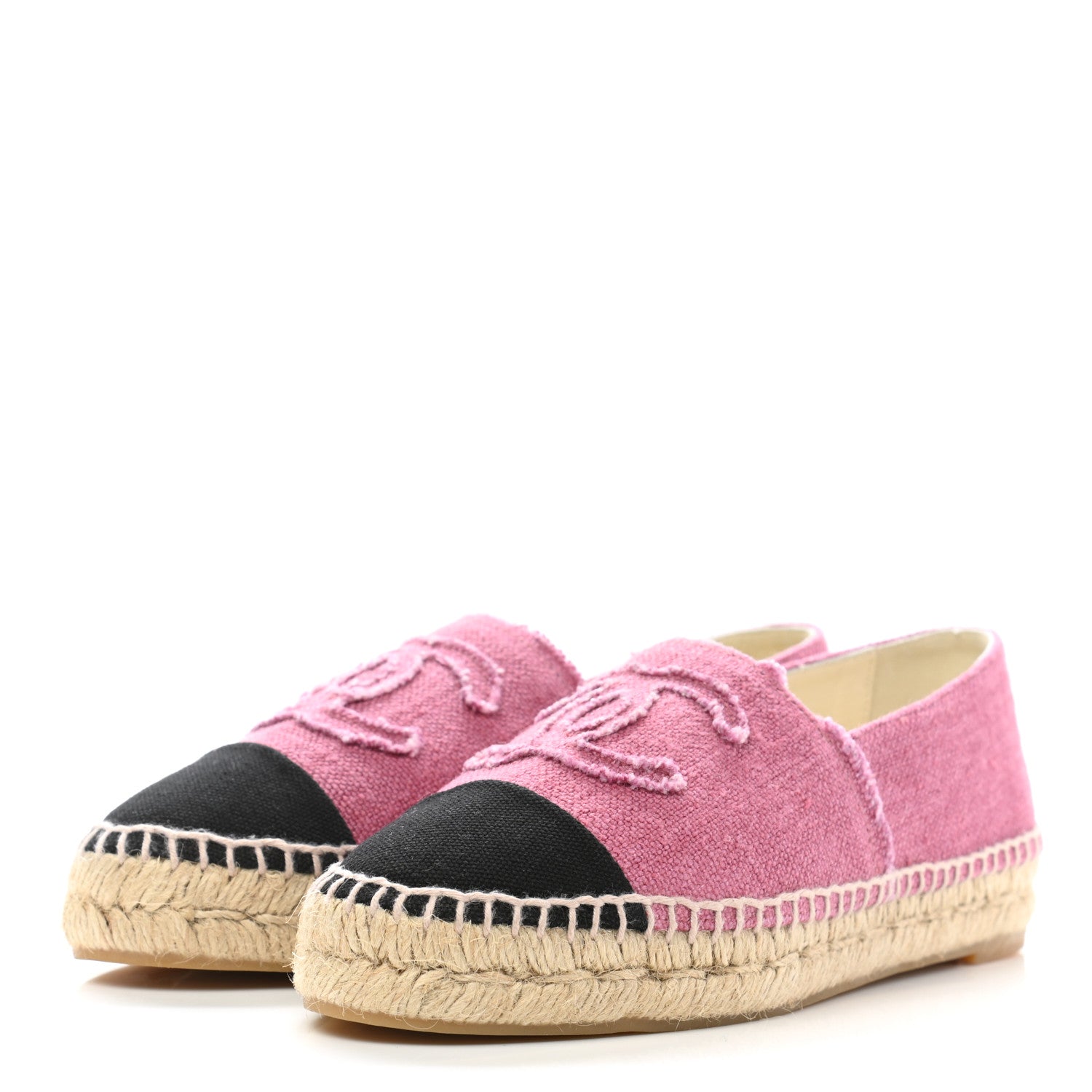 Chanel Linen CC Espadrilles 36 Pink Black 3 of 10