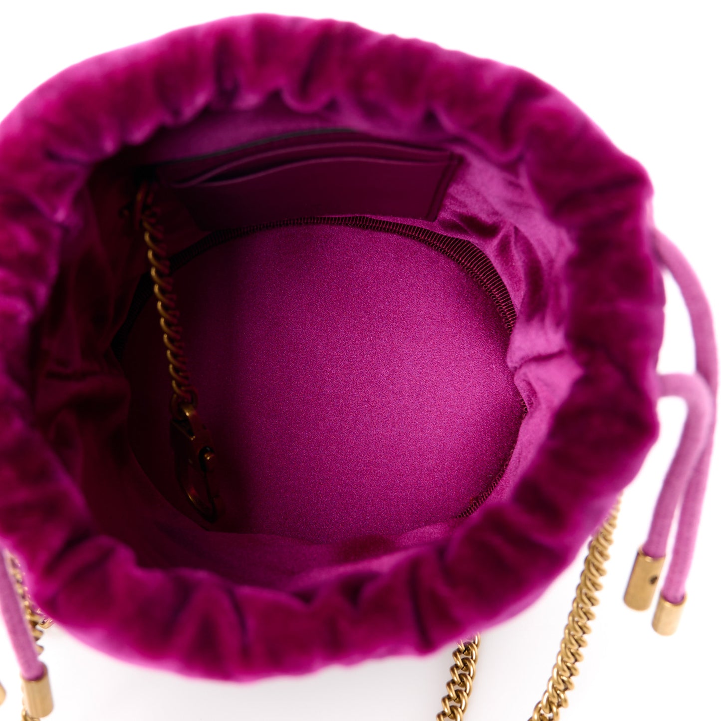 Velvet Matelasse Mini GG Marmont 2.0 Bucket Bag Fuchsia Violet Cyclamen