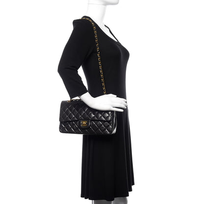 Chanel Lambskin Quilted Medium Double Flap Black 1 of 15