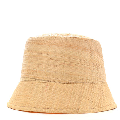 Prada Paglia Metal Triangle Logo Womens Bucket Hat M Naturale Black 3 of 12