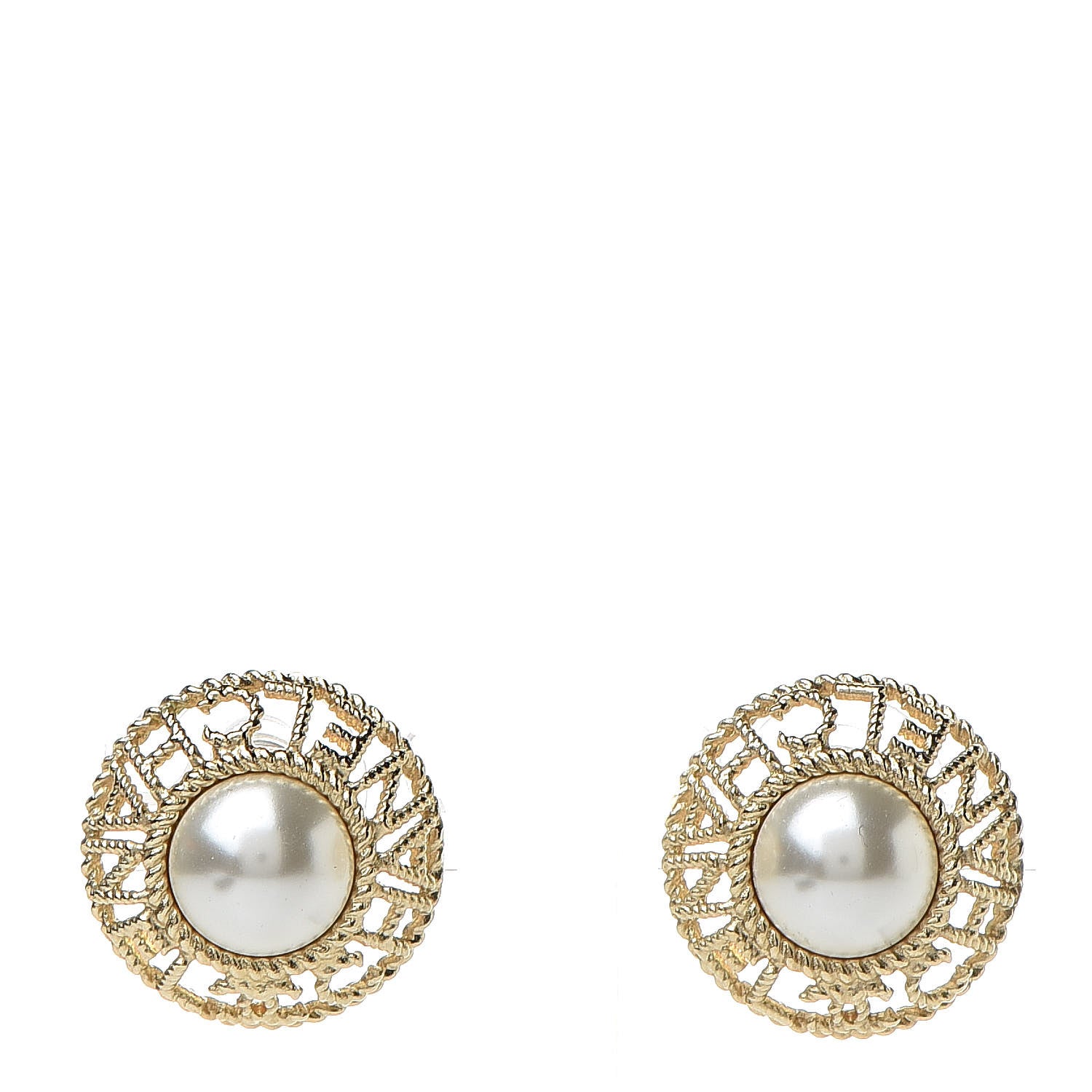Chanel Pearl CC Round Rope Logo Earrings Gold 1 of 4