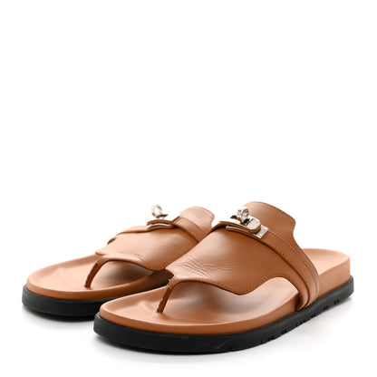 Hermes Calfskin Womens Empire Sandals 39.5 Natural 2 of 8