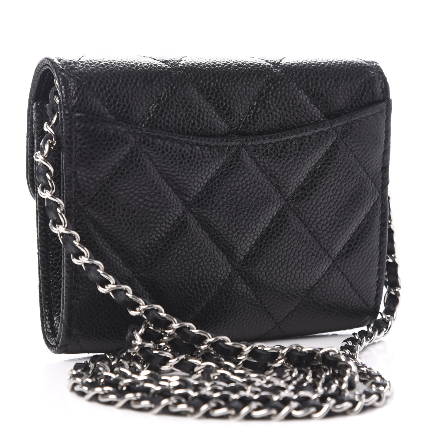 Chanel Caviar Quilted Flap Card Holder On Chain Black 3 of 11