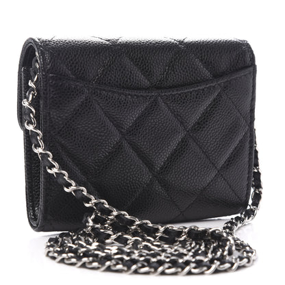 Chanel Caviar Quilted Flap Card Holder On Chain Black 3 of 11